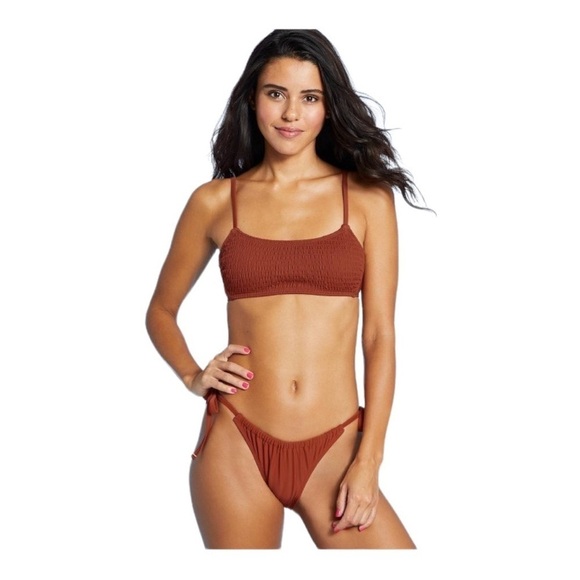 Xhilaration Juniors Orange High Leg Scoop String Bikini Bottom Junior Size 8-10 - Picture 3 of 10